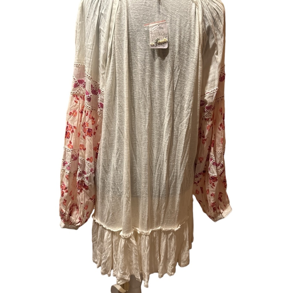 Free People flowy tunic dress NWT embroidered and beaded gorgeous sleeves L - Picture 3 of 8